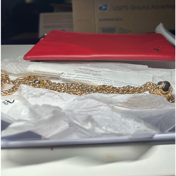 Yves Saint Laurent (YSL) Red Clutch w/ add on Chain Strap and D Ring GWP NWT - Picture 11 of 15